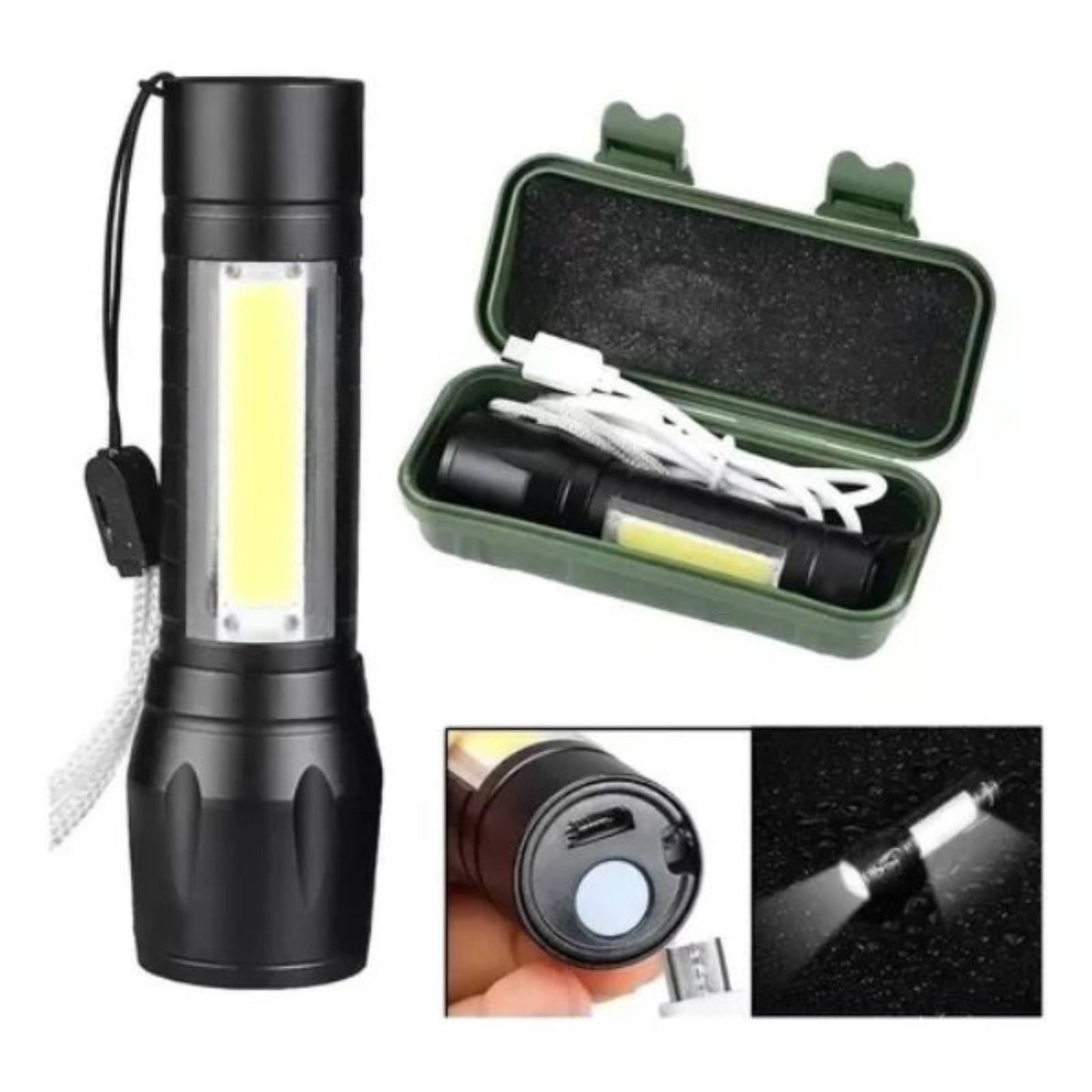 Mini Linterna Portátil Táctica Led Recargable Usb Zoom