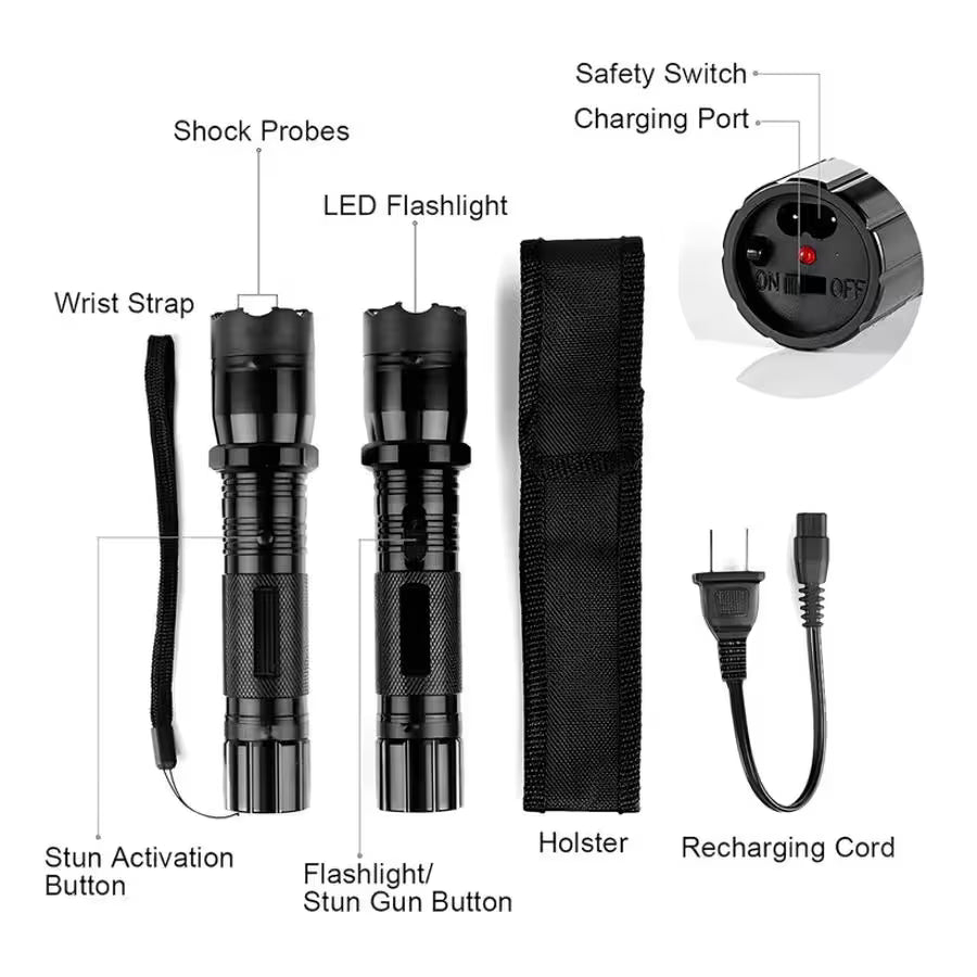 Linterna Táctica LED Portátil Recargable con Taser
