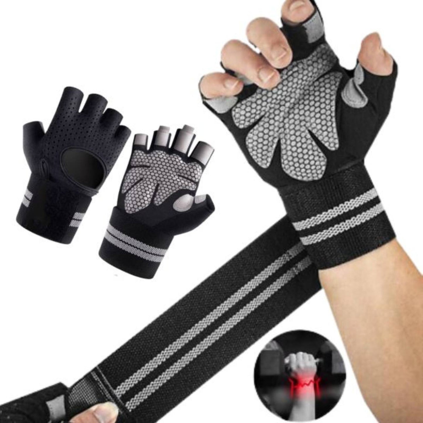 Guante Deportivo con Muñequera Transpirable Gym Pesas